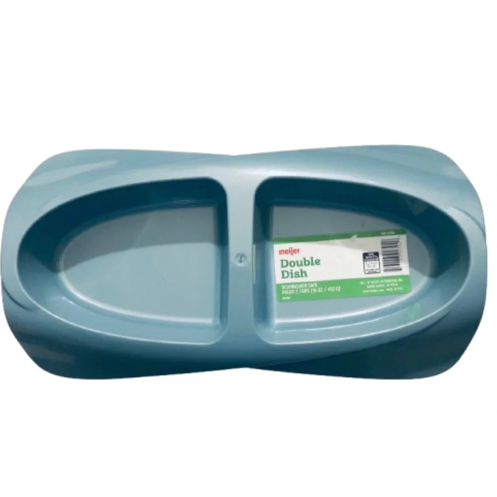 🎈$4🎈NEW Blue Double Dish Dog Feeder Bowl Cat Food Water
